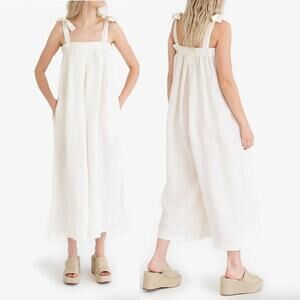 Tribe Alive Organic Linen Tie-Strap Jumpsuit